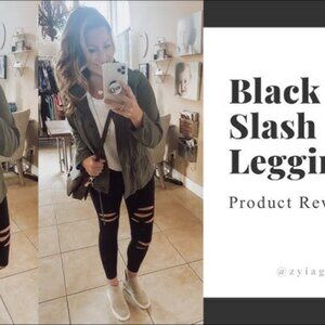 ZYIA BLACK SLASH HI RISE LEGGINGS